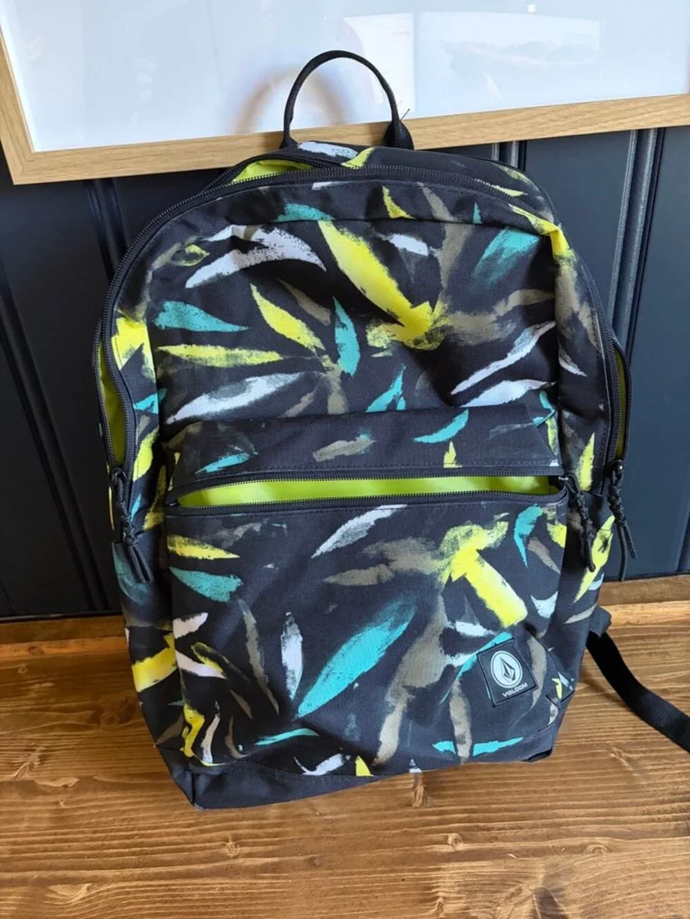 Pre-Owned Volcom Backpack Multi color: Black, Yellow, Teal, Tan, and White